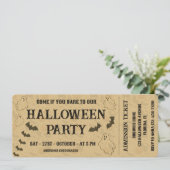 Vintages Spooky-Halloween-Party-Ticket Einladung (Stehend Vorderseite)
