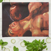 Vintages Sportboxen, Boxen Punching Fight Geschirrtuch (Gefaltet)