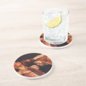 Vintages Sportboxen, Boxen Punching Fight Sandstein Untersetzer (Seite)