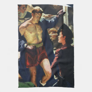 Vintages Sportboxen, Boxer Verlasse den Ring Geschirrtuch