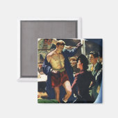 Vintages Sportboxen, Boxer Verlasse den Ring Magnet (Vorderseite/Rückseite)