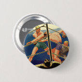 Vintages Sportboxen, Boxer während eines Spiels Button (Vorne & Hinten)