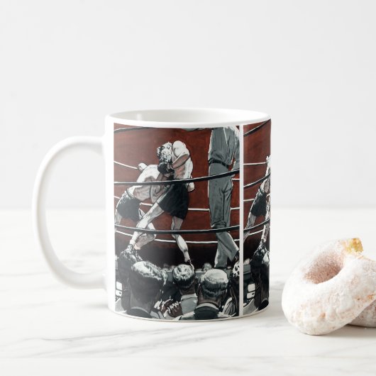 Vintages Sportboxen, Boxerkampf am Ring Kaffeetasse (Mit Donut)