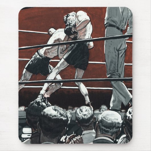Vintages Sportboxen, Boxerkampf am Ring Mousepad (Vorne)