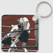 Vintages Sportboxen, Boxerkampf am Ring Schlüsselanhänger (Rückseite)