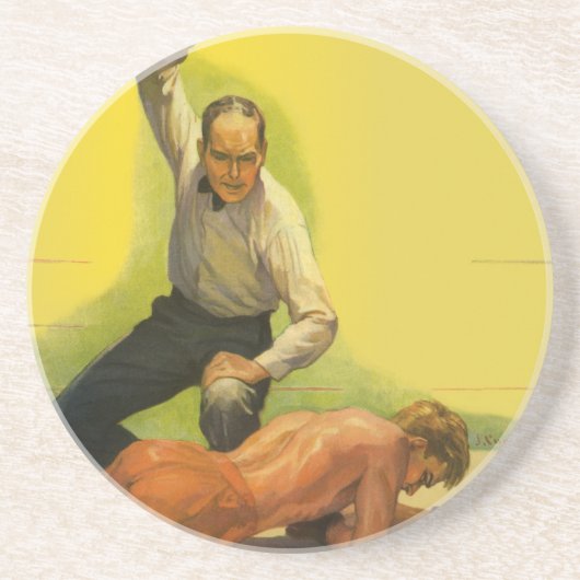 Vintages Sportboxen, Schiedsrichter mit Boxer Knoc Getränkeuntersetzer (Vorne)