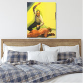 Vintages Sportboxen, Schiedsrichter mit Boxer Knoc Leinwanddruck (Insitu (Schlafzimmer))