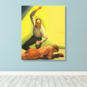 Vintages Sportboxen, Schiedsrichter mit Boxer Knoc Leinwanddruck (Insitu (Holzboden))