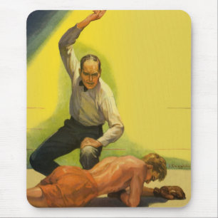 Vintages Sportboxen, Schiedsrichter mit Boxer Knoc Mousepad