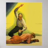 Vintages Sportboxen, Schiedsrichter mit Boxer Knoc Poster (Vorne)