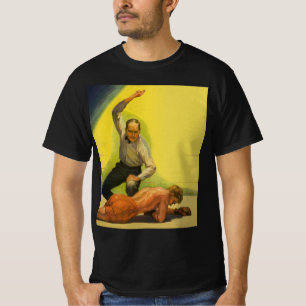 Vintages Sportboxen, Schiedsrichter mit Boxer Knoc T-Shirt