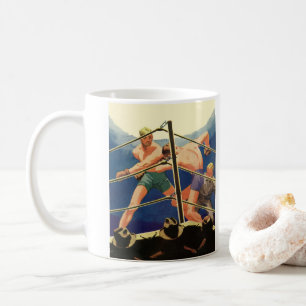 Vintages Sportboxing, Boxer während eines Matches Kaffeetasse
