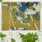 Vintages Sportfußballspiel, Gold vs. Blue Teams Geschirrtuch (Gefaltet)