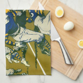 Vintages Sportfußballspiel, Gold vs. Blue Teams Geschirrtuch (Viertel Falte)