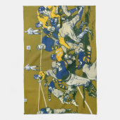 Vintages Sportfußballspiel, Gold vs. Blue Teams Geschirrtuch (Vertikal)