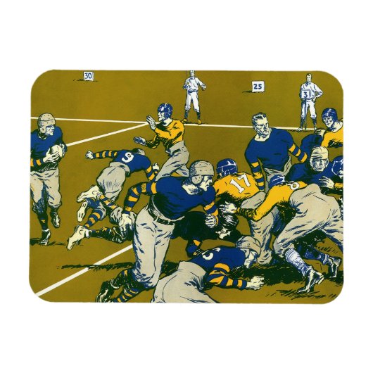 Vintages Sportfußballspiel, Gold vs. Blue Teams Magnet (Horizontal)