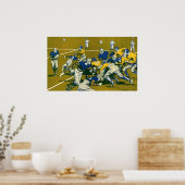 Vintages Sportfußballspiel, Gold vs. Blue Teams Poster (Küche)