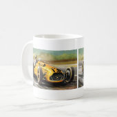 Vintages Sportrennen, Gelbe Rennbahn Kaffeetasse (Vorderseite Links)