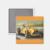 Vintages Sportrennen, Gelbe Rennbahn Magnet (Vorderseite/Rückseite)