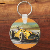 Vintages Sportrennen, Gelbe Rennbahn Schlüsselanhänger (Vorderseite)