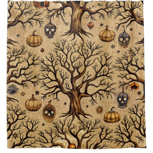 Vintages Spuk Baummuster Duschvorhang (Vorderseite)