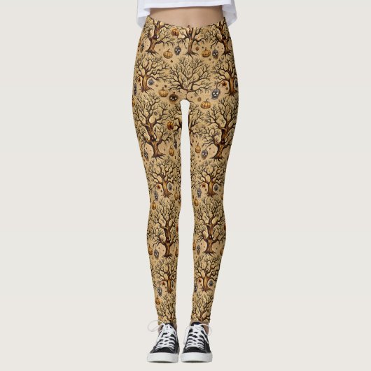 Vintages Spuk Baummuster Leggings (Vorderseite)
