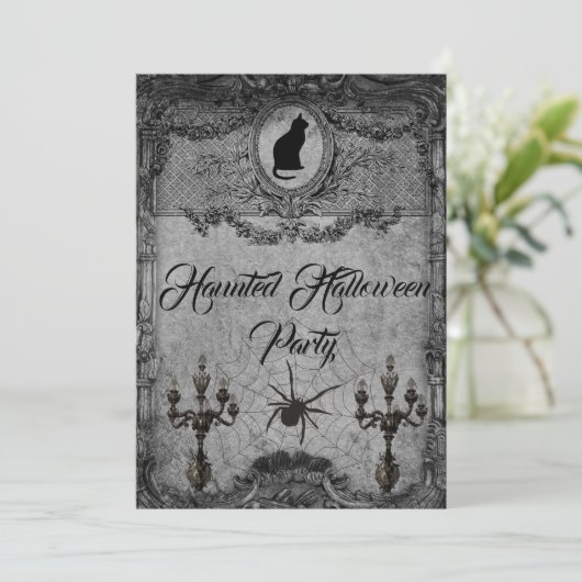 Vintages Spuk Halloween-Party Einladung (Stehend Vorderseite)