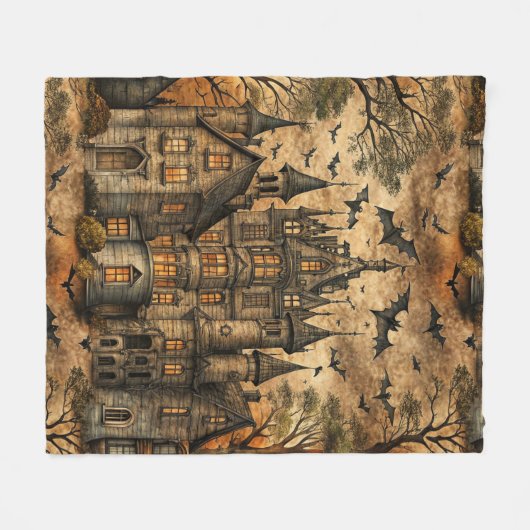 Vintages Spuk Haus (2) Fleecedecke (Vorderseite (Horizontal))