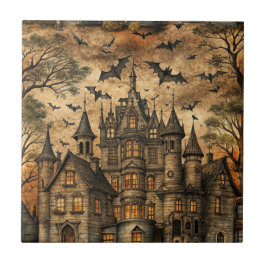Vintages Spuk Haus (2) Fliese