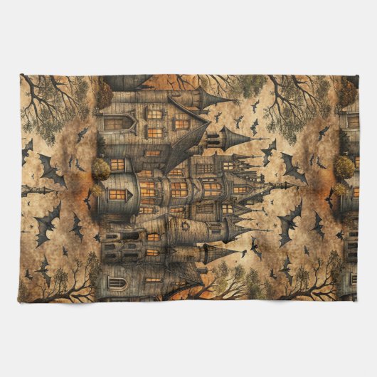 Vintages Spuk Haus (2) Geschirrtuch (Horizontal)
