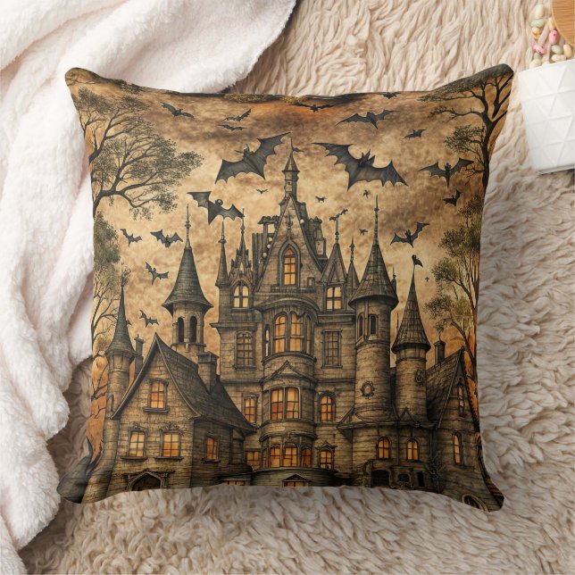 Vintages Spuk Haus (2) Kissen (Decke)