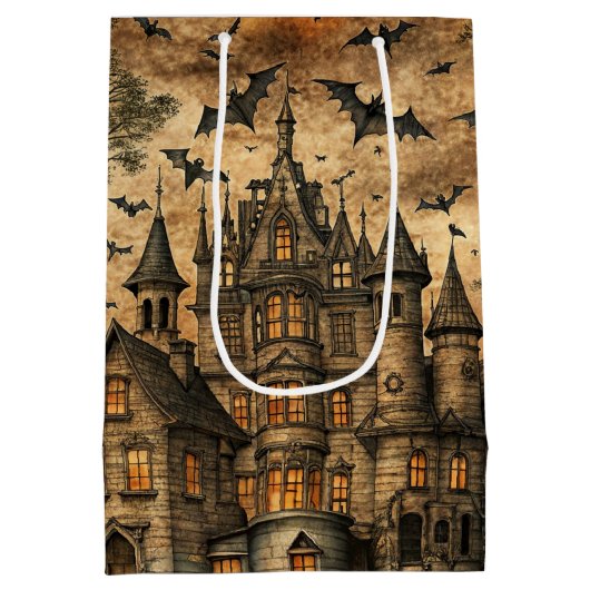 Vintages Spuk Haus (2) Mittlere Geschenktüte (Rückseite)