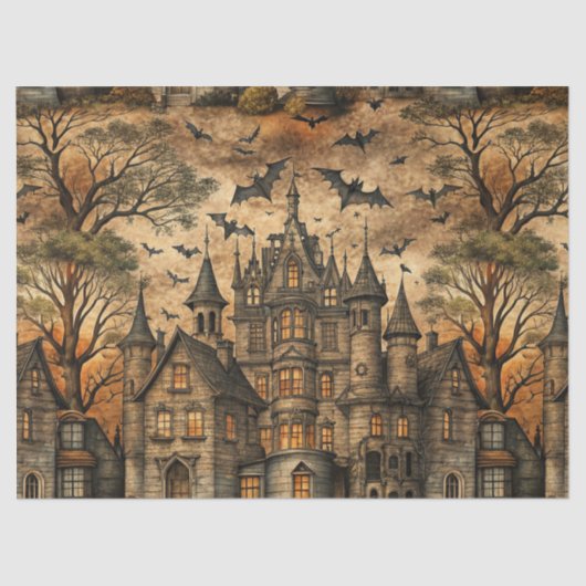 Vintages Spuk Haus (2) Seidenpapier (Vorderseite)