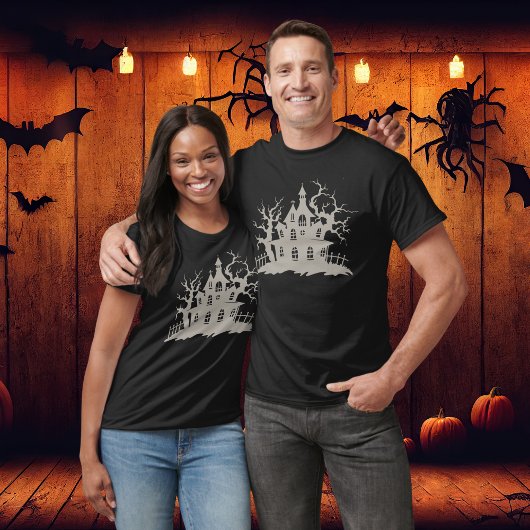 Vintages Spuk Haus Black Halloween T-Shirt