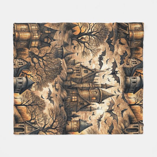 Vintages Spuk Haus Fleecedecke (Vorderseite (Horizontal))
