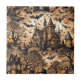 Vintages Spuk Haus Fliese