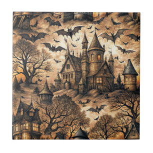 Vintages Spuk Haus Fliese