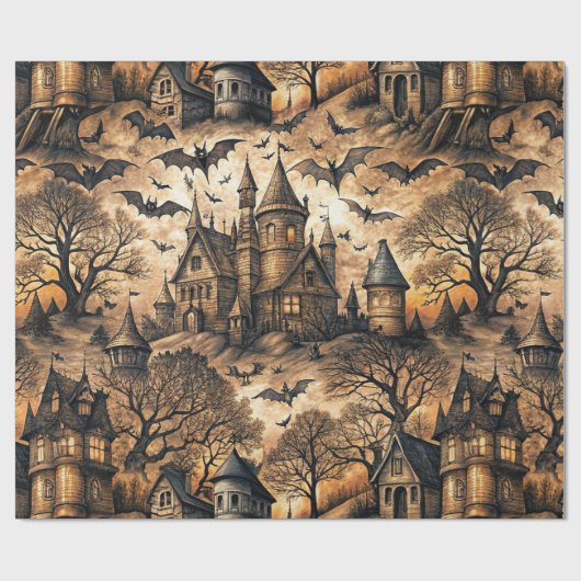 Vintages Spuk Haus Geschenkpapier (Flach)