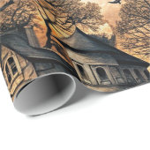Vintages Spuk Haus Geschenkpapier (Rolleneckpunkt)