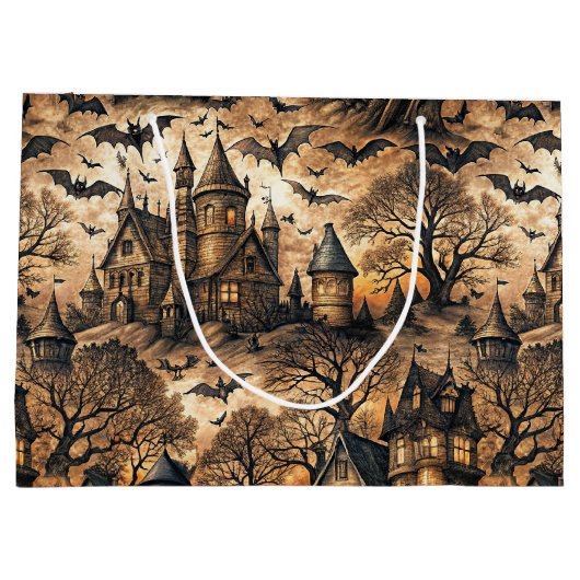 Vintages Spuk Haus Große Geschenktüte (Rückseite)