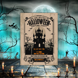 Vintages Spuk Haus Halloween-Party Einladung