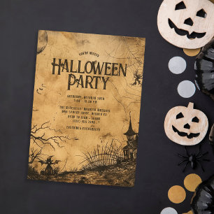 Vintages Spuk Haus Halloween-Party Einladung