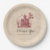 Vintages Spuk Haus HexenHalloween-Party Pappteller (Vorderseite)