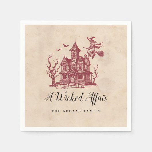 Vintages Spuk Haus HexenHalloween-Party Serviette (Vorderseite)