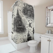 Vintages Spuk Haus und Hexenturmmuster Duschvorhang (Beispiel)