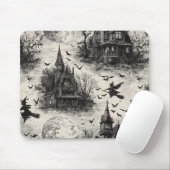 Vintages Spuk Haus und Hexenturmmuster Mousepad (Mit Mouse)
