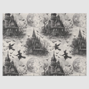 Vintages Spuk Haus und Hexenturmmuster Seidenpapier