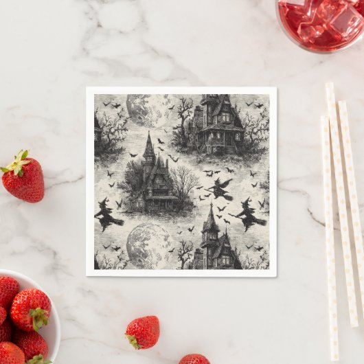 Vintages Spuk Haus und Hexenturmmuster Serviette (Beispiel)