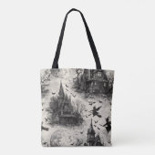Vintages Spuk Haus und Hexenturmmuster Tasche (Rückseite)