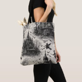Vintages Spuk Haus und Hexenturmmuster Tasche (Von Nahem)